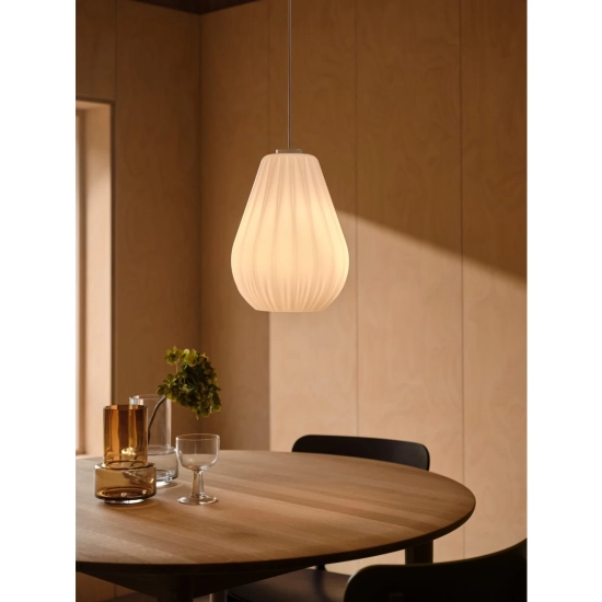 Szklana lampa wisząca Sallino – elegancka lampa z plisowanym kloszem 2612363001 Nordlux