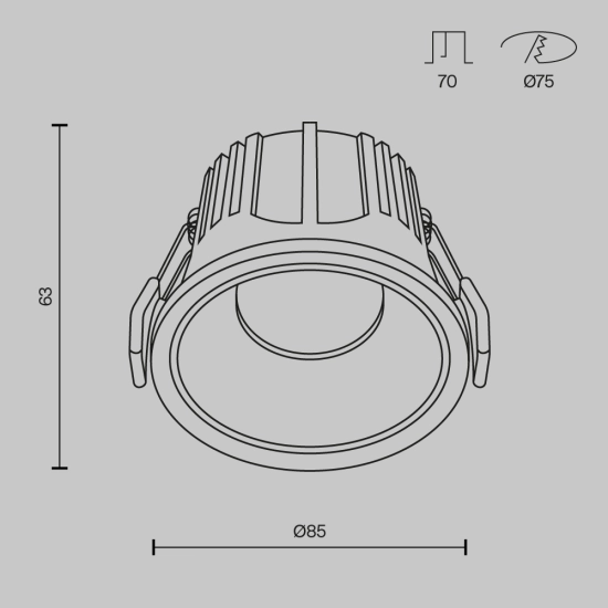 Lampa wpuszczana Alfa LED 2700K 1x15W 36° DL043-01-15W2.7K-RD-W-DE Maytoni - zdjęcie dodatkowe 6