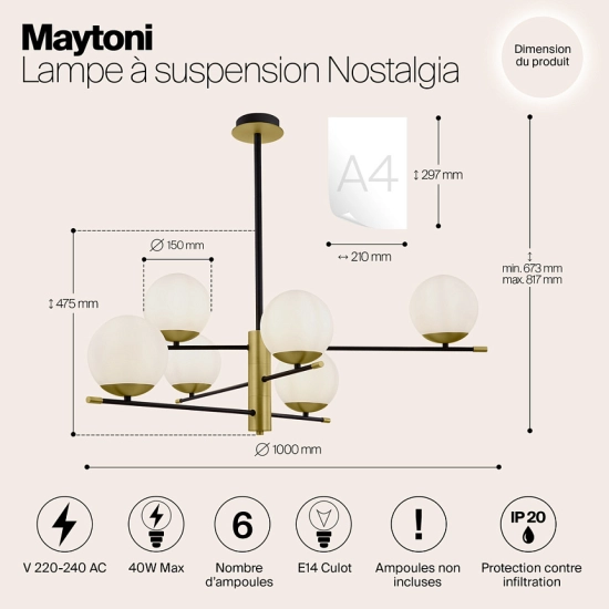 Lampa wisząca Nostalgia MOD048PL-06G Maytoni - zdjęcie dodatkowe 6