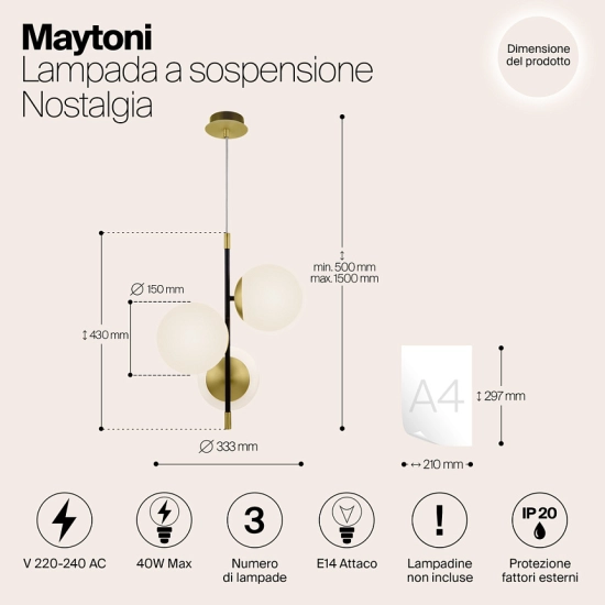 Lampa wisząca Nostalgia MOD048PL-03G Maytoni - zdjęcie dodatkowe 5