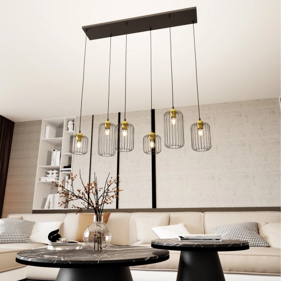 Lampa wisząca VANDER 6 BL GOLD 1364/6 EMIBIG Lighting