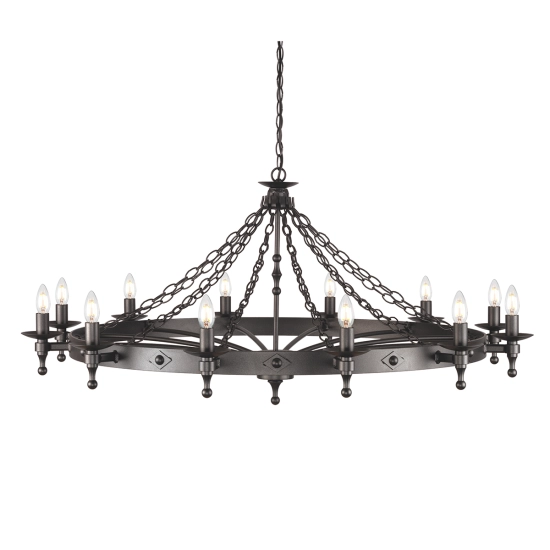 Żyrandol Warwick – 12 źródeł światła WR12-GRAPHITE Elstead Lighting