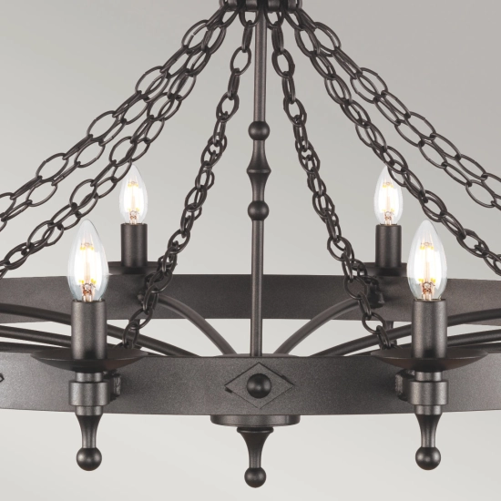 Żyrandol Warwick – 12 źródeł światła WR12-GRAPHITE Elstead Lighting