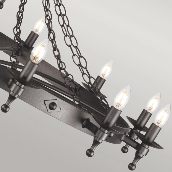 Żyrandol Warwick – 12 źródeł światła WR12-GRAPHITE Elstead Lighting