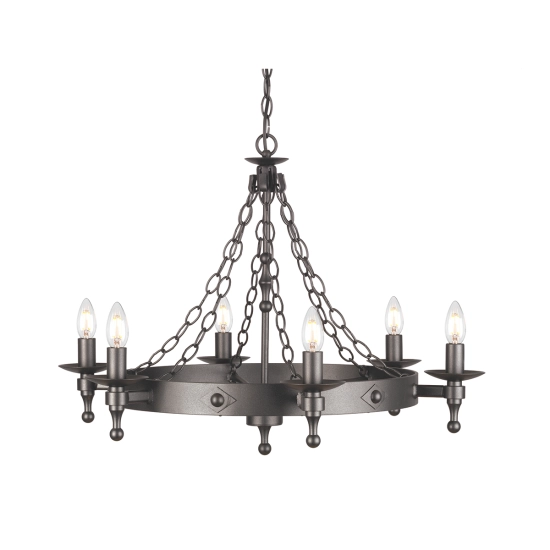 Żyrandol Warwick – 6 źródeł światła WR6-GRAPHITE Elstead Lighting