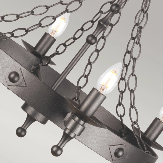 Żyrandol Warwick – 6 źródeł światła WR6-GRAPHITE Elstead Lighting
