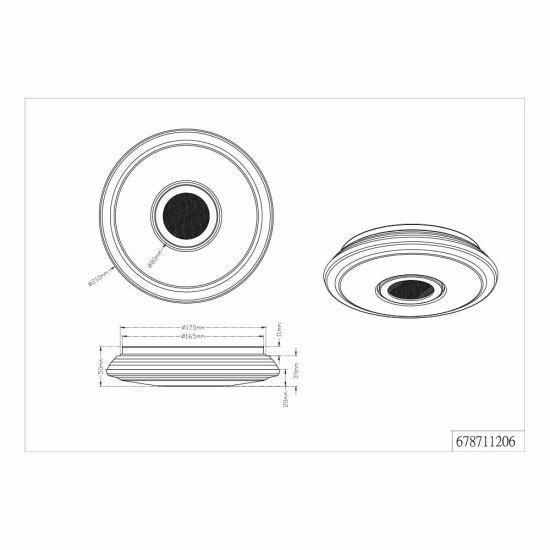 Lampa sufitowa OSAKA – 678711206 incl. 1x SMD LED, 12W · 1x 1050lm, 3000K TRIO