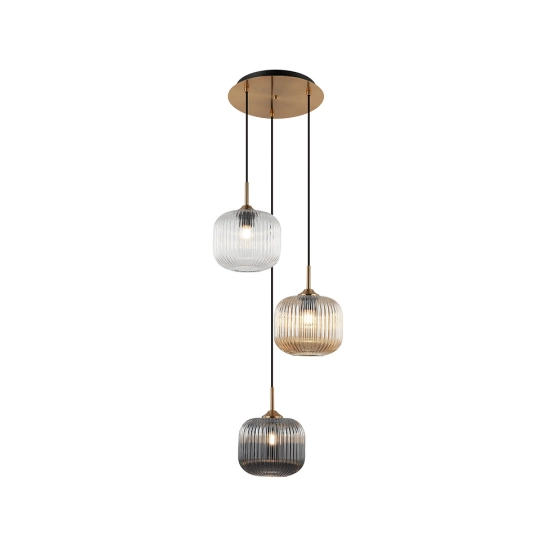 22073 PENDANT LIGHT 3XE27 MAX40W GLASS CLEAR-SMOKED-CHAMPAGNE Zambelis Lights