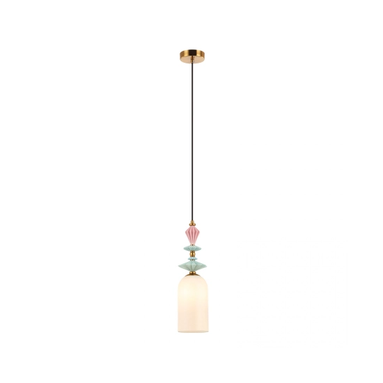 22078 PENDANT LIGHT 1XE27 MAX 40W OPAL WHITE GLASS & CERAMICS Zambelis Lights