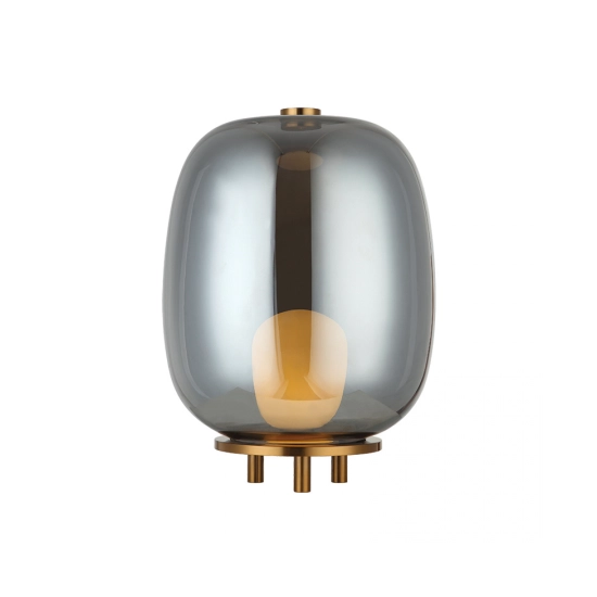 22066 TABLE LAMP 1XG9 SMOKED GLASS - GOLD MAT METAL FOR INTERIOR SPACES Zambelis Lights