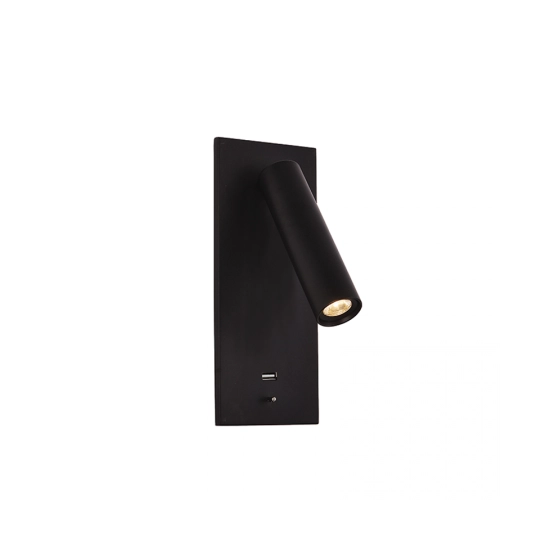 H65 HOTEL LED RECESSED LAMP 3W 3000K ALUMINUM - METAL WITH USB MATT BLACK Zambelis Lights