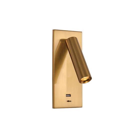 H67 HOTEL LED RECESSED LAMP 3W 3000K ALUMINUM - METAL WITH USB BRUSHED BRASS Zambelis Lights