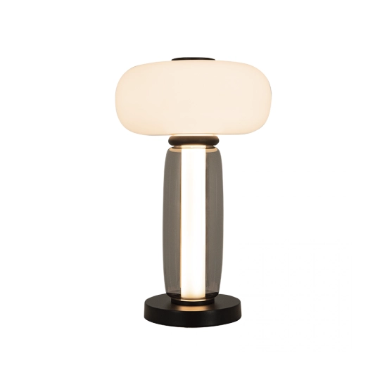 23085 TABLE LED LIGHT 23W 3000K BLACK METAL - SMOKED & OPAL GLASS Zambelis Lights