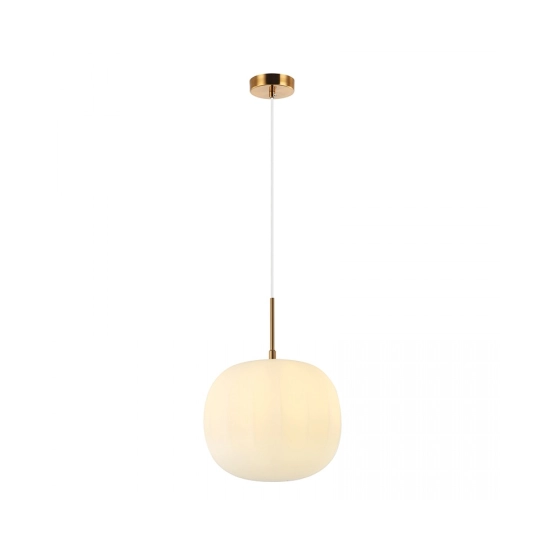 20124 GLASS PENDANT LAMP 40W 1X E27 OPAL GLASS & ANCIENT BRASS Zambelis Lights