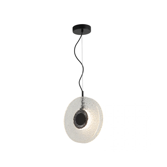 23073 PENDANT LED LIGHT 8W 3000K METAL-GLASS, BLACK-CLEAR GLASS Zambelis Lights
