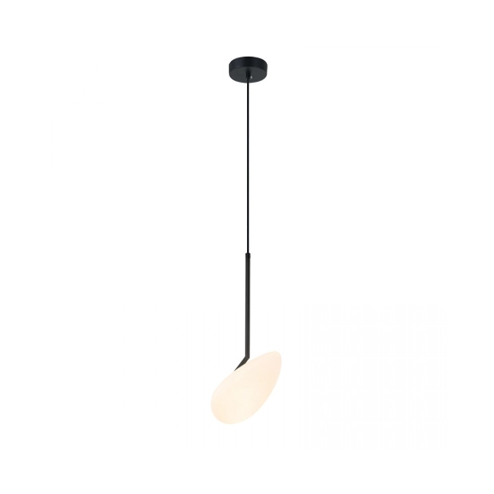 20254 LED PENDANT LIGHT 5W 3000K MATT OPAL WHITE GLASS & BLACK METAL Zambelis Lights