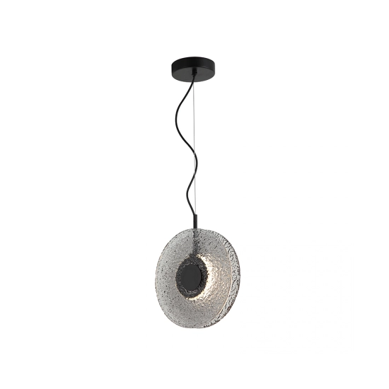 23072 PENDANT LED LIGHT 8W 3000K METAL-GLASS, BLACK-SMOKED GREY Zambelis Lights