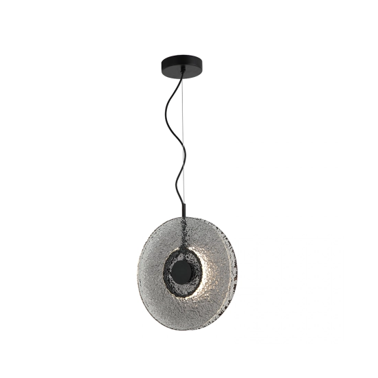 23074 PENDANT LED LIGHT 11W 3000K METAL-GLASS, BLACK-SMOKED GREY Zambelis Lights
