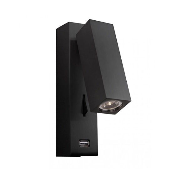 H35 HOTEL SCONCE LED 3W BLACK MATT - USB Zambelis Lights