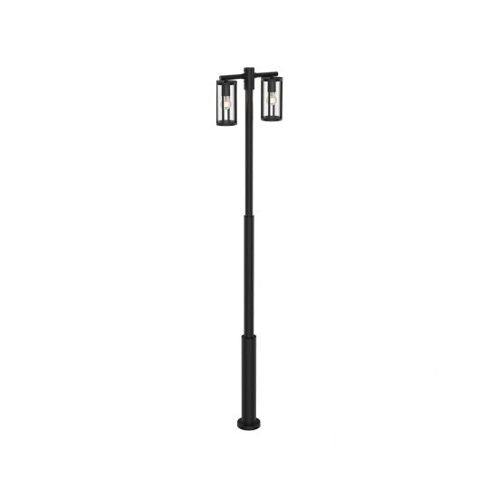 E339 OUTDOOR LAMP POST 2XE27 MAX 15W ALUMINIUM BLACK IP65 Zambelis Lights