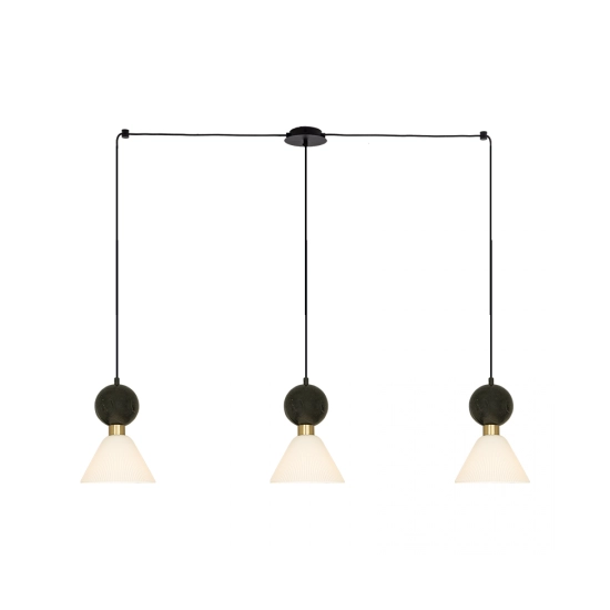 23247 PENDANT LIGHTS 3XE14 MAX 15W BLACK MARBLE - BRASS FOR INTERIOR USE Zambelis Lights