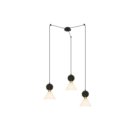 23249 PENDANT 3XE14 MAX 15W BLACK MARBLE - BRASS Zambelis Lights