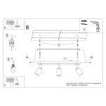 Plafon FORNES 3 czarny SL.1122 SOLLUX LIGHTING