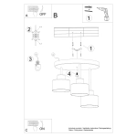 Plafon SAVAR 3 czarny SL.1131 SOLLUX LIGHTING
