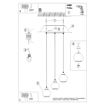 Lampa wisząca ALINO 3 czarna SL.1142 SOLLUX LIGHTING