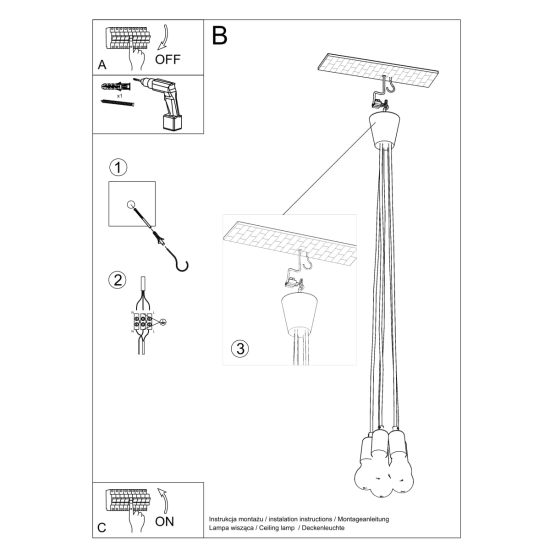 Lampa wisząca DIEGO 5 biała SL.0571 SOLLUX LIGHTING