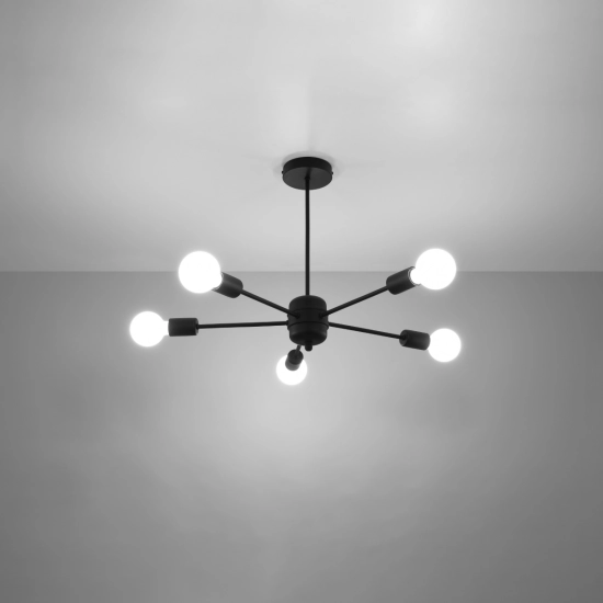 Żyrandol LANGO 5 czarny SL.1022 SOLLUX LIGHTING