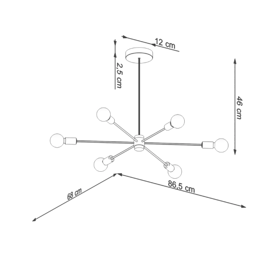 Żyrandol LANGO 6 czarny SL.1023 SOLLUX LIGHTING