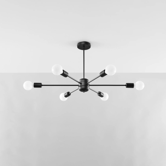Żyrandol LANGO 6 czarny SL.1023 SOLLUX LIGHTING