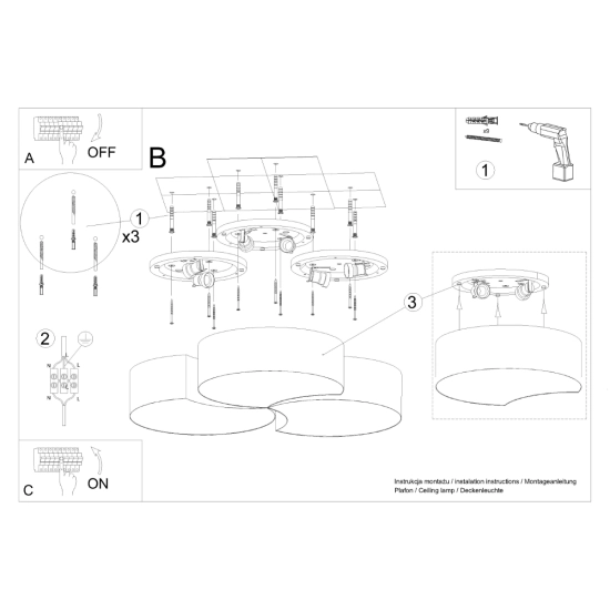 Plafon CIRCLE 3B biały SL.1052 SOLLUX LIGHTING