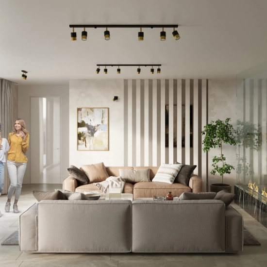 Plafon NERO 2 czarny/złoty SL.1070 SOLLUX LIGHTING