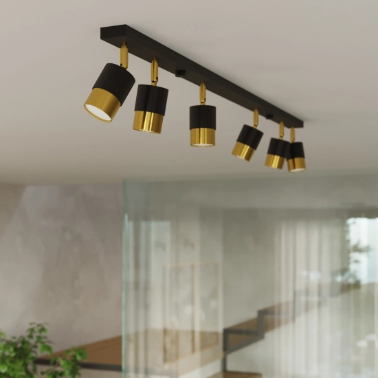 Plafon NERO 2 czarny/złoty SL.1070 SOLLUX LIGHTING