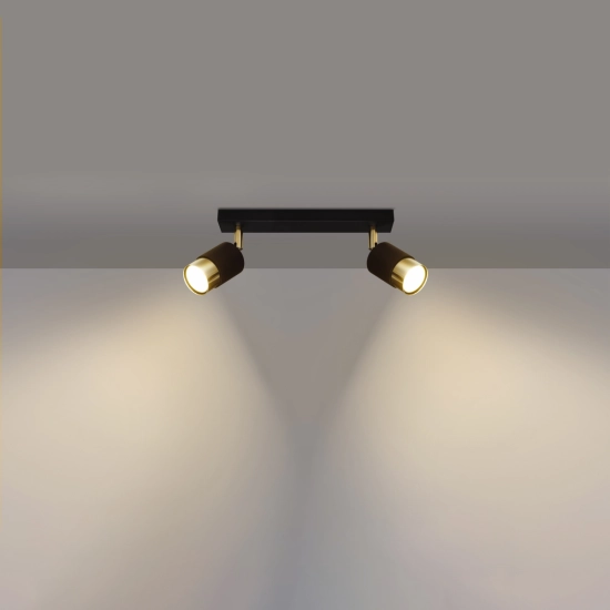 Plafon NERO 2 czarny/złoty SL.1070 SOLLUX LIGHTING