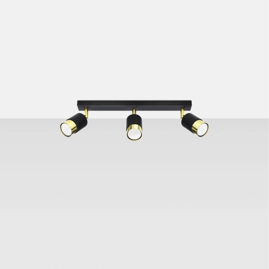 Plafon NERO 3 czarny/złoty SL.1071 SOLLUX LIGHTING