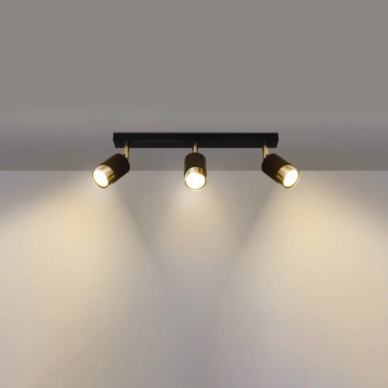 Plafon NERO 3 czarny/złoty SL.1071 SOLLUX LIGHTING