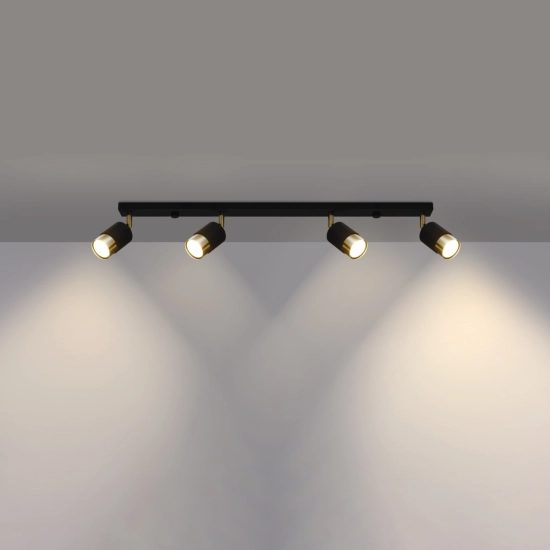 Plafon NERO 4 czarny/złoty SL.1072 SOLLUX LIGHTING