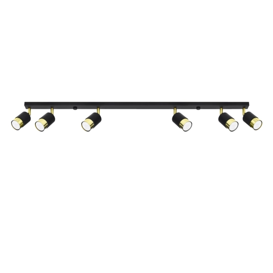 Plafon NERO 6 czarny/złoty SL.1073 SOLLUX LIGHTING