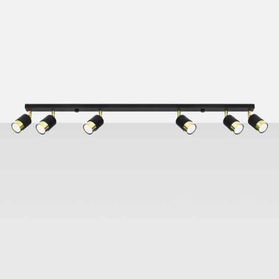Plafon NERO 6 czarny/złoty SL.1073 SOLLUX LIGHTING