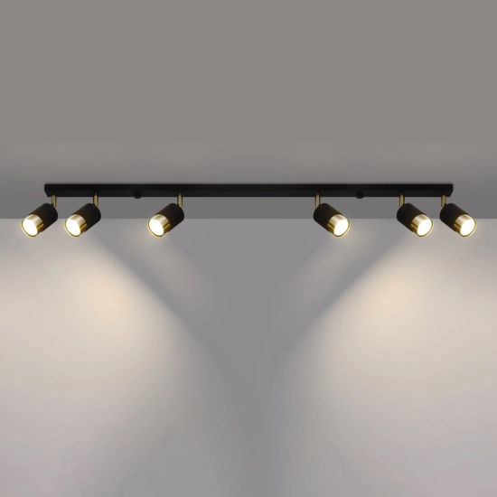 Plafon NERO 6 czarny/złoty SL.1073 SOLLUX LIGHTING