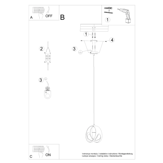 Lampa wisząca TULOS 1 biała SL.1083 SOLLUX LIGHTING
