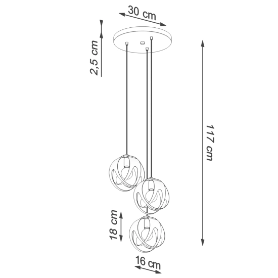 Lampa wisząca TULOS 3P czarna SL.1088 SOLLUX LIGHTING