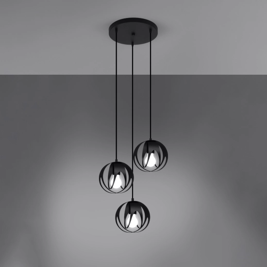 Lampa wisząca TULOS 3P czarna SL.1088 SOLLUX LIGHTING