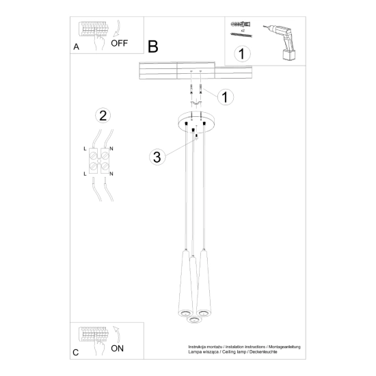 Lampa wisząca SULA 3P naturalne drewno SL.1101 SOLLUX LIGHTING
