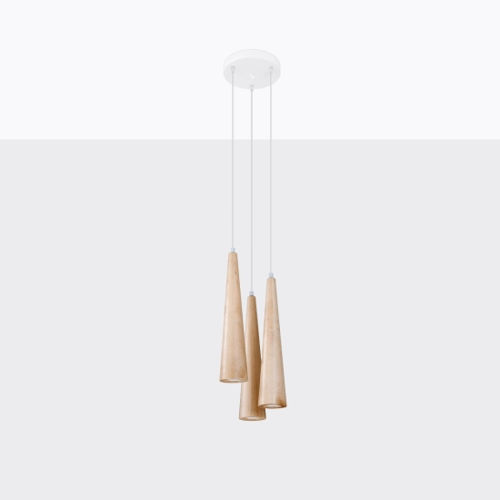 Lampa wisząca SULA 3P naturalne drewno SL.1101 SOLLUX LIGHTING