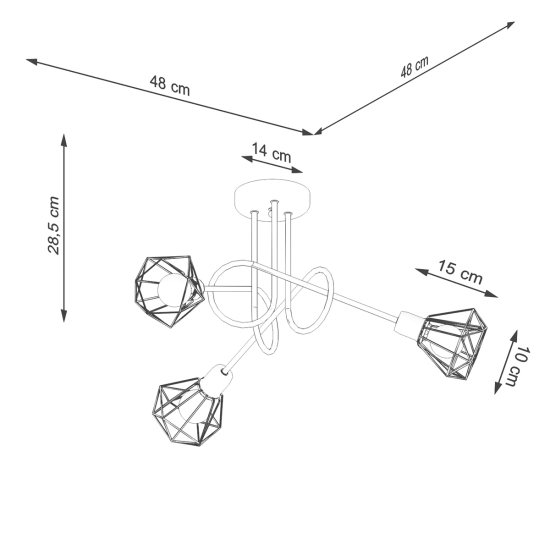 Żyrandol ARTEMIS 3S czarny SL.1109 SOLLUX LIGHTING