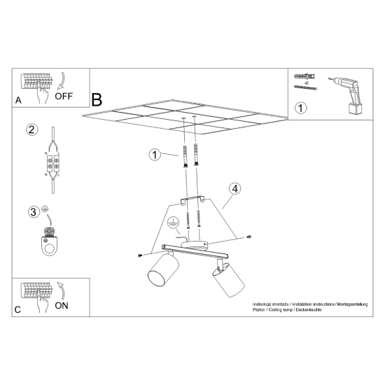 Plafon LEMMI 2 czarny SL.1127 SOLLUX LIGHTING